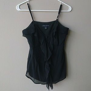 Black silk top with adjustable straps